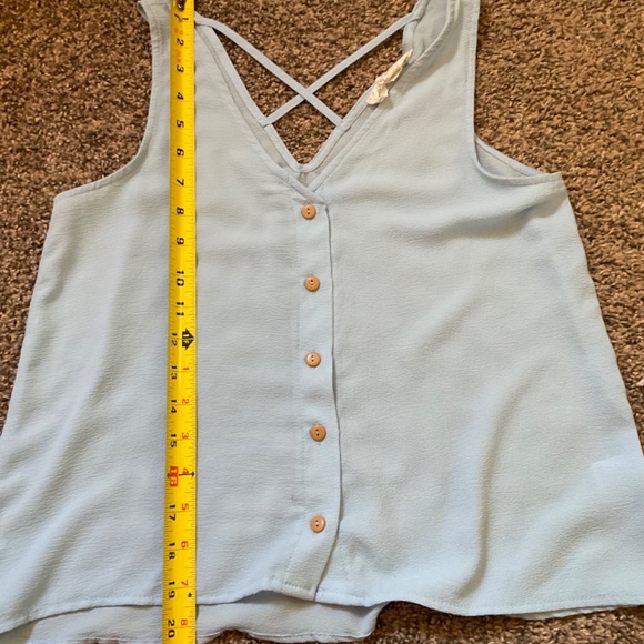 Hippie Rose Blue Criss Cross Back Button Front Sheer Tank Sz S - READ - Picture 5 of 9